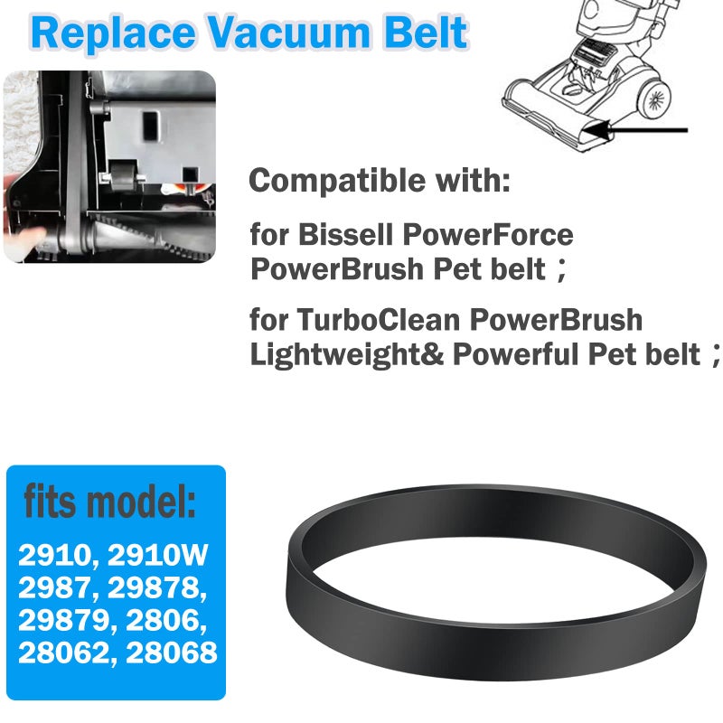 ATUOE Vacuum Belt Replacement For Bissell Powerforce Powerbrush Pet And Turboclean Powerbrush Lightweight Pet Vacuum Cleaner, Fits Model: 2910, 2910W, 2987, 29878, 29879, 2806, 28062, 28068 Carpet Cleaner - Image 2